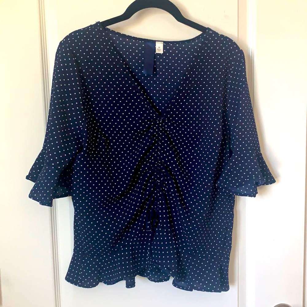 Blue rain blue pokadots top